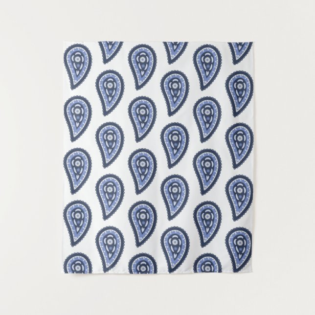 Blue Paisley Pattern Wandteppich (Vorderseite)