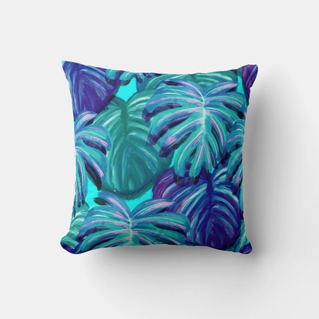Blue Palm Dreams Reversible Pillow Kissen (Vorderseite)