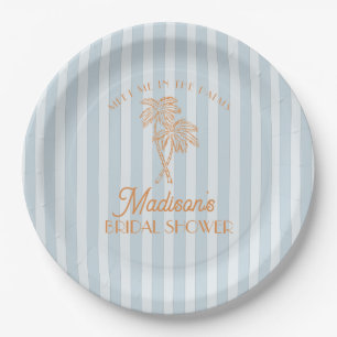Blue Palm Spring Pastel Beach Brautparty Pappteller