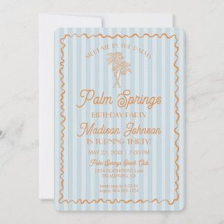 Blue Palm Springs Pastel Beach Geburtstagsparty Einladung