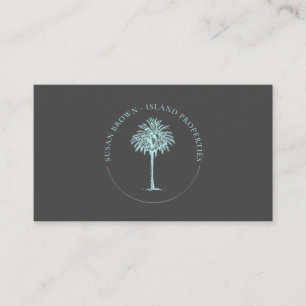 Blue Palm Tree Logo Business Card Visitenkarte