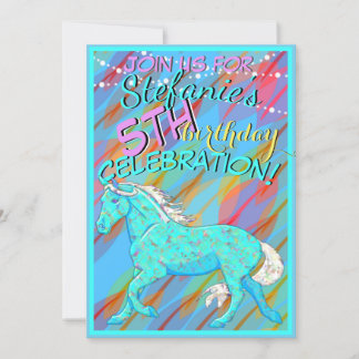 Blue Palomino Birthday(bunt Blätter/pic) Einladung