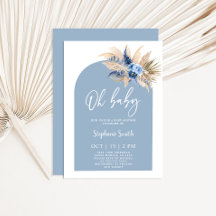 Blue Pampas Grass Baby shower Boy Invitation