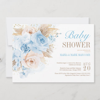 Blue Pampas Grass Bohemisch Baby Dusche Einladung