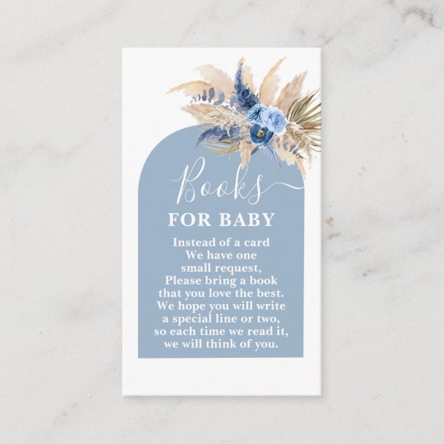 Blue Pampas Grass Books for Baby Boy Card Begleitkarte (Vorderseite)