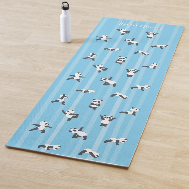 Blue Panda Yoga Mat Custom Name Same on Both Sides Yogamatte (Beispiel)