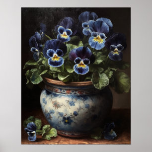 Blue Pansy Blume Art Print Poster