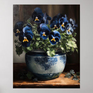 Blue Pansy Blume Art Print Poster