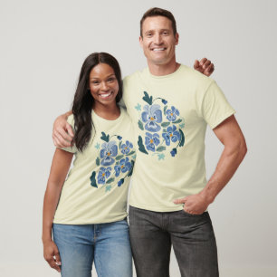 Blue Pansy Blume Ästhetische Stiefmütterchen T-Shirt