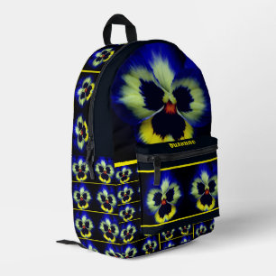 Blue Pansy Blume Personalisiert Bedruckter Rucksack