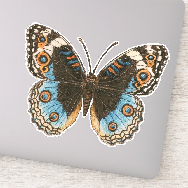 Blue Pansy Butterfly Aufkleber (Detail)