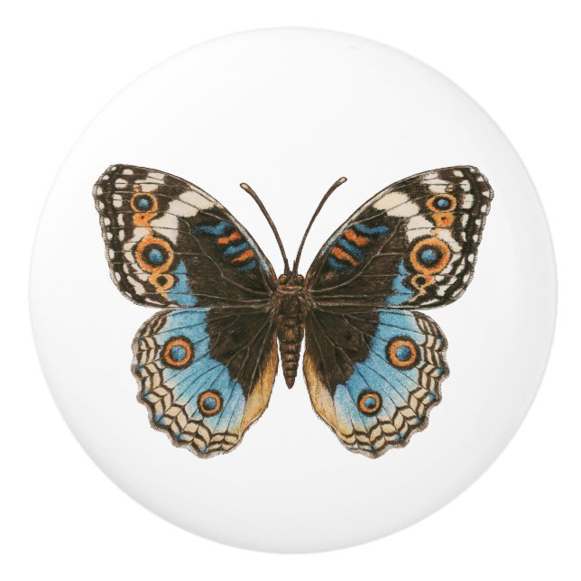 Blue Pansy Butterfly Keramikknauf (Vorderseite)