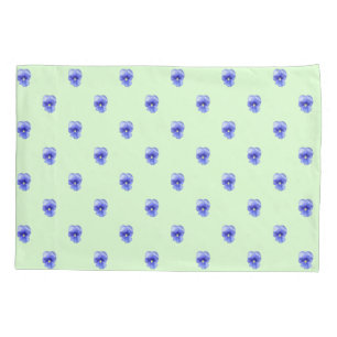 Blue Pansy on Mint - Pillowcase Kissenbezug