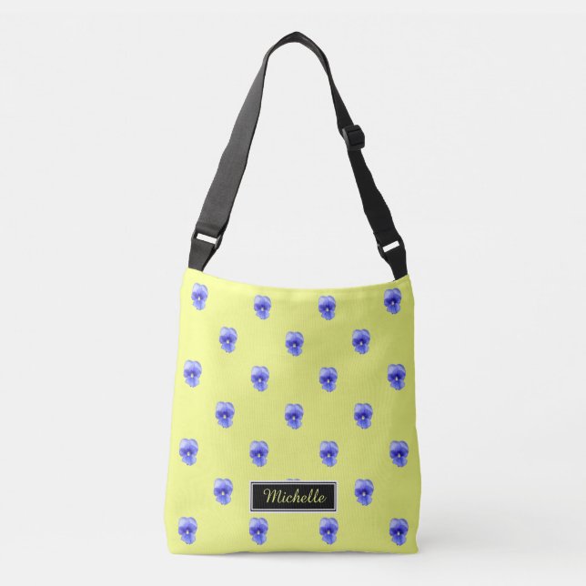 Blue Pansy Personalisierte Tasche (Vorderseite)