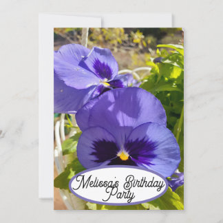 Blue Pansy Stiefmütterchen Blume Floral Hübsch Gir Einladung