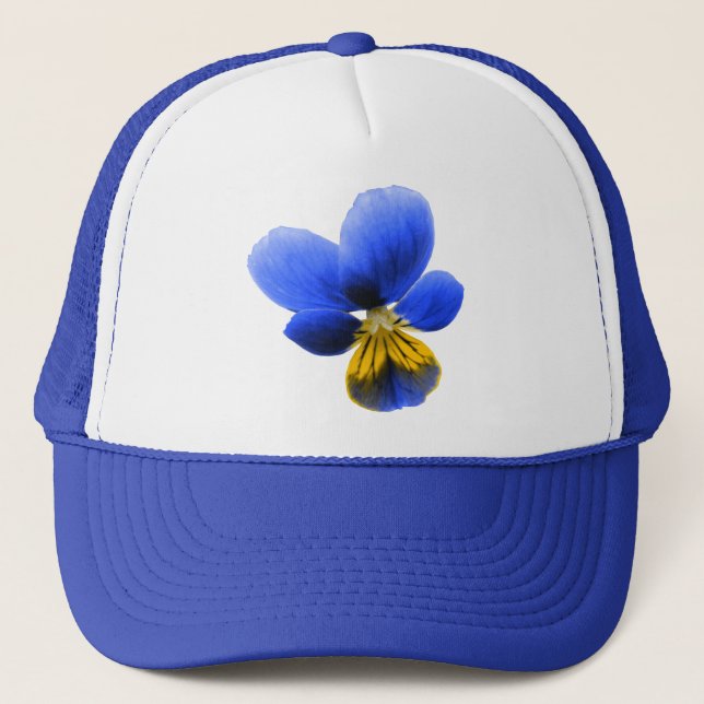 Blue Pansy Trucker Hat Truckerkappe (Vorderseite)