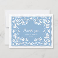 Blue Papel Picado Baby Dusche Danke Karte