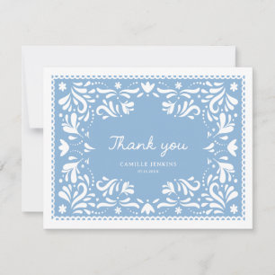 Blue Papel Picado Baby Dusche Danke Karte