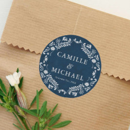 Blue Papel Picado Gastgeschenk Hochzeit Runder Aufkleber