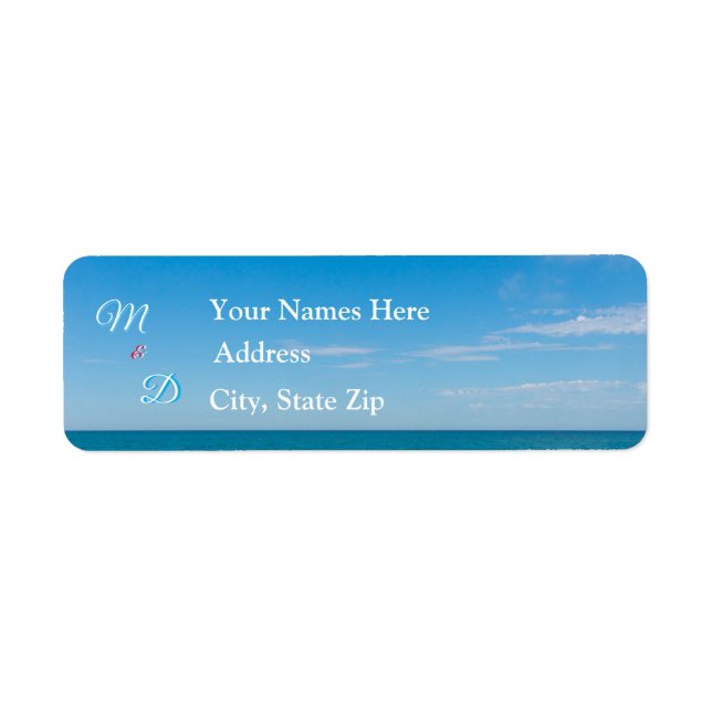 Blue Paradise Wedding Address Labels (Vorne)
