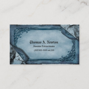 Blue Parchment Calling Card Gothic Business Card Telefonnummerkarte