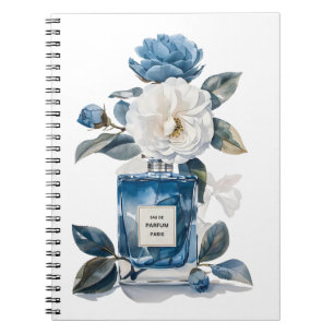 Blue Parfüm Flasche Wasserfarben Floral-Notebook Notizblock
