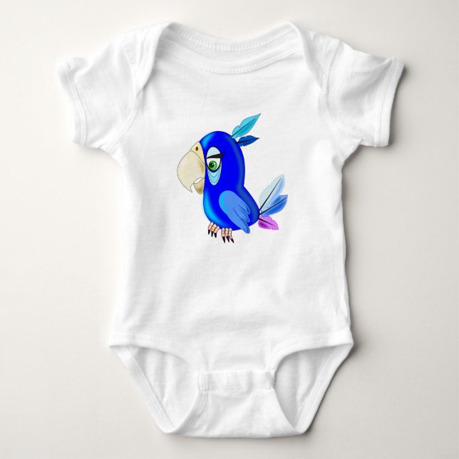 Blue Parrot Baby Bodysuit Strampler (Vorderseite)