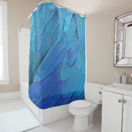 Blue parrot feathers pattern duschvorhang