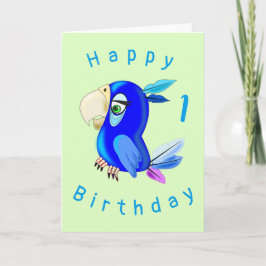 Blue Parrot Funny Birthday Card - individuell anpa Karte