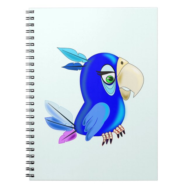 Blue Parrot Notebook - Ihre Farben - Text Notizblock (Vorderseite)