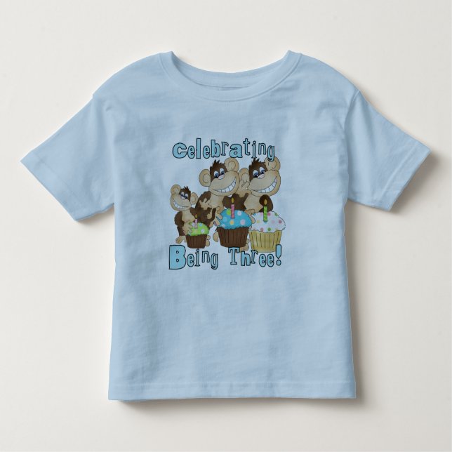 Blue Party Monkeys 3e anniversaire T-shirts et cad (Devant)