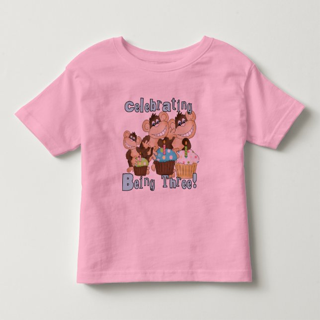 Blue Party Monkeys 3e anniversaire T-shirts et cad (Devant)