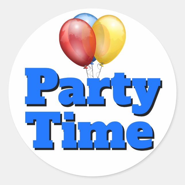 Blue Party Time Balloons Runder Aufkleber (Vorderseite)