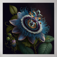 Blue Passion Blume Art Print Poster