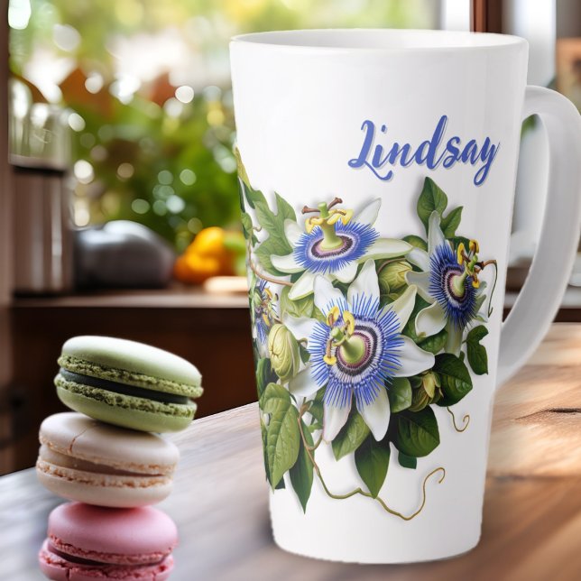Blue Passionblumen Personalisiert Milchtasse (Von Creator hochgeladen)
