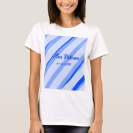 Blue pastel add name date boho retro lines pattern T-Shirt