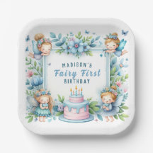 Blue Pastel Floral Fairy Erster Geburtstag -