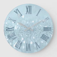 Blue Pastel Glitzer Gray Metal Roman Numbers