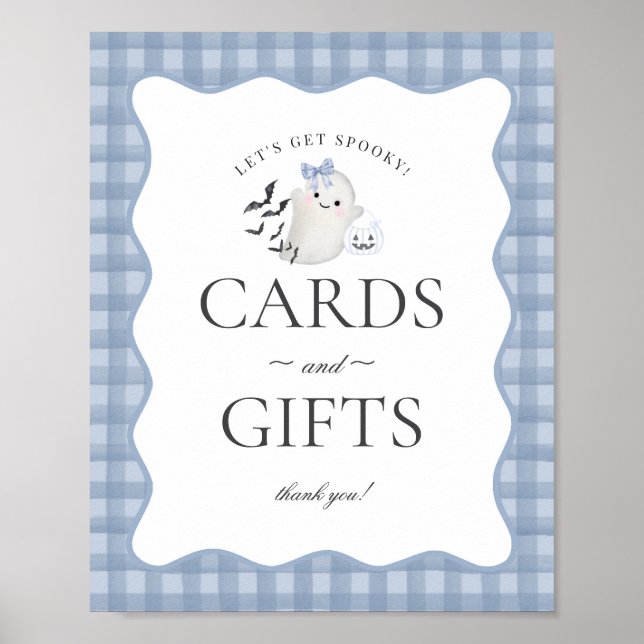 Blue Pastel Little Boo Ghost Cards & Gifts Zeichen Poster (Vorne)