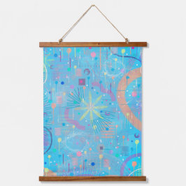 Blue Pastels Dream Abstract  Wandteppich Mit Holzrahmen