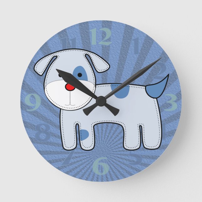 Blue Patch Puppy Runde Wanduhr (Vorderseite)