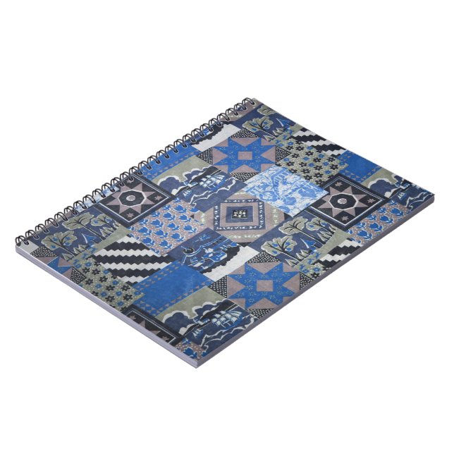 Blue Patchwork Notebook Notizblock (Linke Seite)