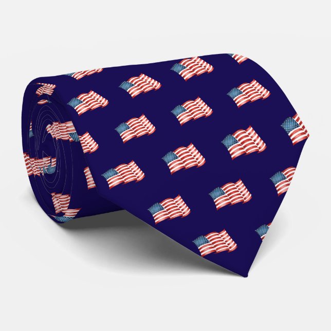 Blue Patriotic American Flag Krawatte (Gerollt)