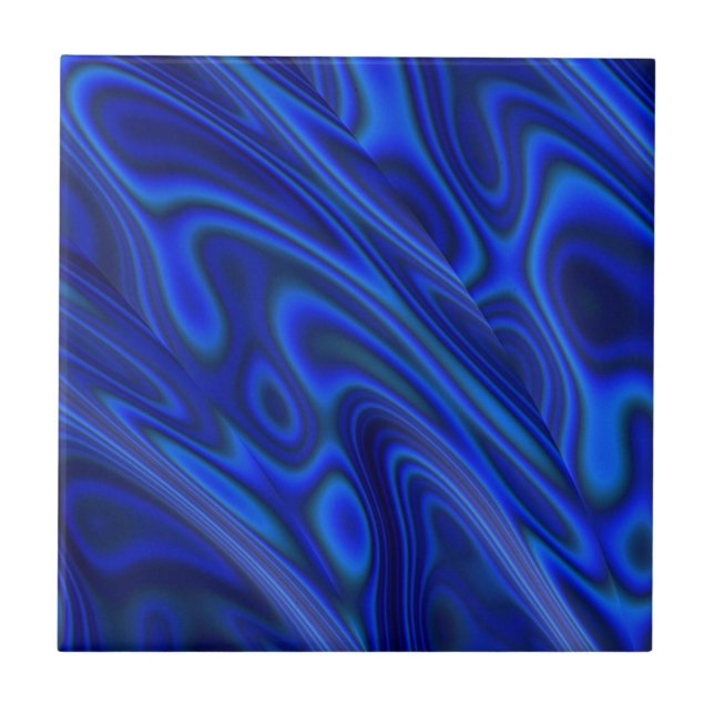 Blue Paua Abalone Muschel Fraktal Abstraktes Muste Fliese (Vorderseite)
