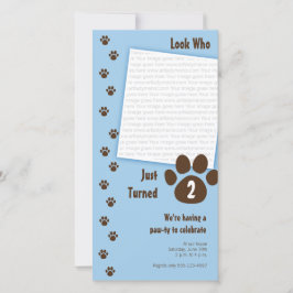 Blue Paw Print Birthday Einladung