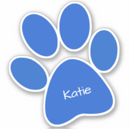 Blue Paw Print Custom Cut Vinyl Sticker