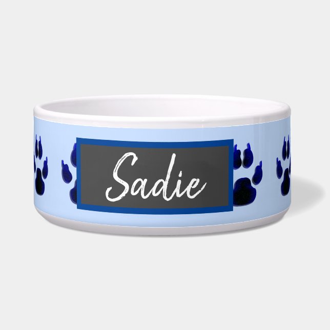 Blue Paw Print Dog's Food Napf (Vorderseite)