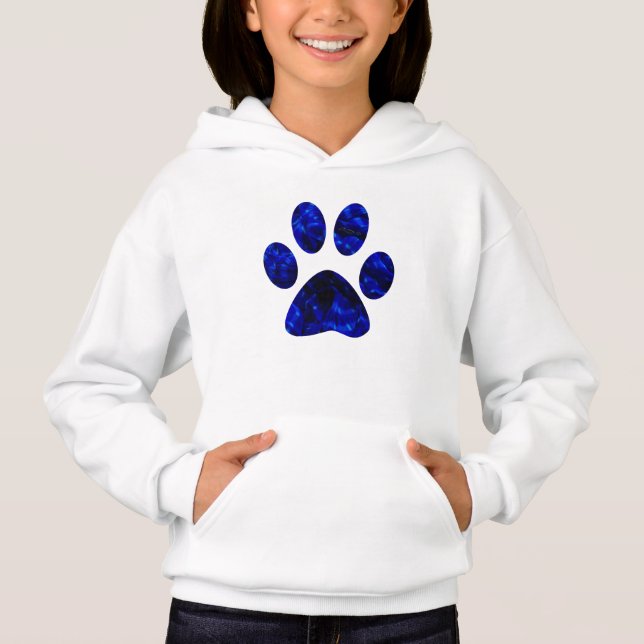 Blue Paw Print Hoodie (Vorderseite)