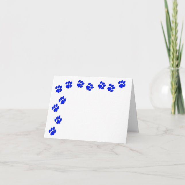 Blue Paw Prints Note Card Karte (Vorderseite)