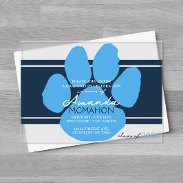 Blue Pawprint Abschluss Elegant Acryleinladungen